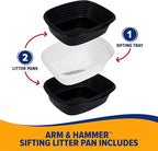 Arm & Hammer Large Sifting Litter Box Scoop Free Cat Litter Tray with Microban, Made in USA