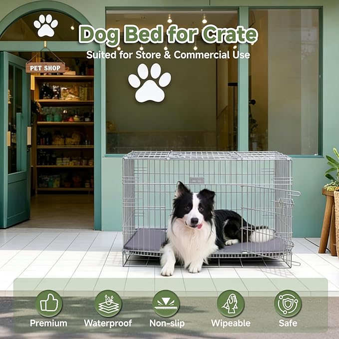XL Dog Crate Pad, Double-Sided Waterproof Crate Mat Bed, Outdoor Kennel Mat Pet Sleeping for Medium Large Dogs, Clooling, Waterproof, Wipeable, Anti-Slip, Kennel Pad 41 x 27 Inch, Dark Gray