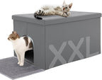 MEEXPAWS Cat Litter Box Enclosure Furniture Hidden, Cat Washroom Bench Storage Cabinet | Extra Large 35.4'' x 19.7'' x 19.7''| Dog Proof | Waterproof Inside/Easy Clean | Easy Assembly | Odor Control