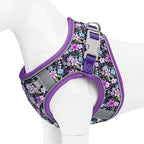 Dog Harness Small Sized Dog - No Pull Reflective Adjustable - Step-in for Small, Medium, Large Dogs & Cats- Easy Control, Comfortable Fit, and Leash Option for Walking and Training Purple Floral M