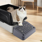 Cat Litter Box Ramp, Litter Box Step Mat with Filter Function, Cat Litter Catcher for Self-Cleaning Litter Boxes, Cats Pedal Stool Ideal for Kitten & Elderly Cats (Dark Grey)