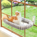 Zakkart SnugCloud Foldable Cat Window Perch - Cordless, Ultra Soft Machine Washable Bed with 4-Sided Bolster, Metal Frame - Window Hammock for Large Cats and Kittens (Gray, Large)