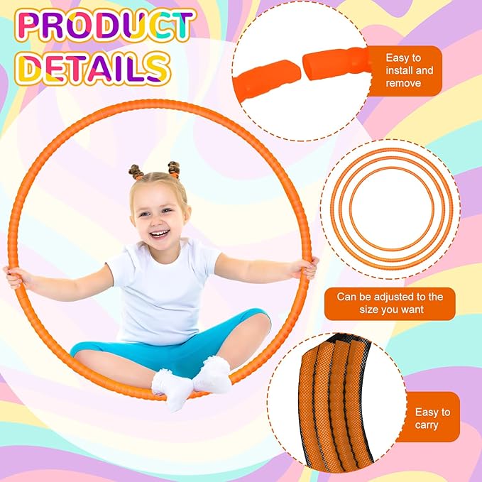 Shappy 6 Pcs Exercise Hoop Detachable Adjustable Plastic Toy Playground Toys Colored Hoop Circles for Teens Games Gymnastics Dog Agility Equipment Party Decor