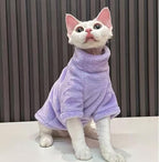 Cat Flannel Clothes, Warm Soft Winter Sweater Jumpsuit Shirt Clothing for Hairless Sphynx Devon & Indoor Kittens (Pink,3XL)