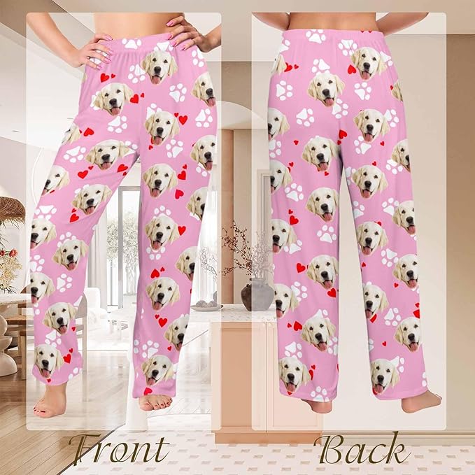 Custom Couple Pajama Pants Sock with Funny Face, Personalized PJ Anniversary Birthday Women Men Pants