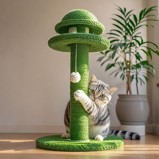 PowerKing Natural Sisal Replacement Scratching Post, 15.7'' 2 Pieces M8 Cat Scratch Post Refill Pole Parts for Refurbishment, Include Screws (Green)