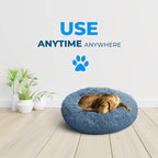 Whiskers & Friends Dog Bed, Round Fluffy Dog Beds for Small Dogs Washable, Calming Donut Pet Bed for Medium Dogs - Up to 45 Pounds