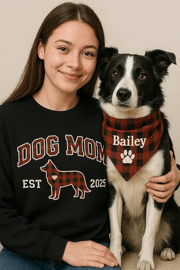 NAZENTI Personalized Dog Mom Sweatshirt, Cat Lovers Gift, Matching Dog and Owner Sweater, Gift Christmas Memorial Birthday