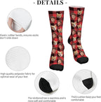 D-Story Custom Face Socks, Personalized Photo Picture on Socks, Unisex Athletic Crew Socks for Men Women