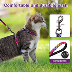 Hikiko Cat Harness and Leash Set Escape Proof Adjustable Walking Travel Soft Kitten Harness for Small Medium Large Cats (Gradient Leopard, S)