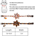 ADOGGYGO Thanksgiving Cat Collars with Removable Flower Bell, Adjustable Thanksgiving Fall Pumpkin Floral Collars for Girl Cats & Kittens