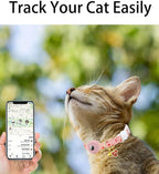 Breakaway Cat Collar with Airtag Holder,Kitten Collar with Apple Air Tag Holder and Bell for Girl Boy Cats, 0.4 Inches in Width and Lightweight. (Pink Heart)