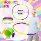 Sratte 8 Pcs Color Hoop Detachable Adjustable Exercise Ring Plastic Hoop for Gymnastics Dog Agility Equipment Party Decor, 4 Colors