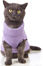 Stretchy Cat Sweater - 17 Colors & 6 Sizes | Snug Winter-Ready Knit for Boy/Girl Cats & Kittens(Purple, Small)