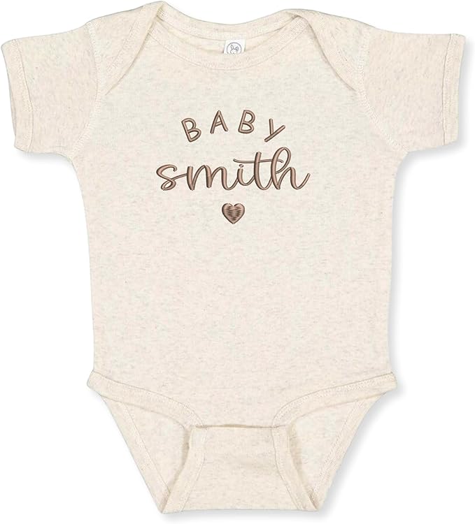 COUPLEHOODIES Personalized Baby Onesie Bodysuit – Custom Embroidery Gift for Pregnancy Reveal Baby Shower or First Grandchild