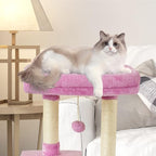FISH&NAP Cute Cat Tree Kitten Cat Tower for Indoor Cat Condo Sisal Scratching Posts with Jump Platform Cat Furniture Activity Center Play House Pink
