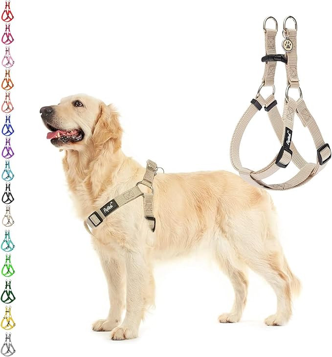 PUPTECK No Pull Dog Harness Soft Adjustable Basic Nylon Step in Puppy Vest Outdoor Walking with ID Tag