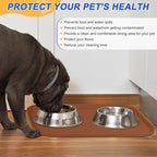Silicone Pet Feeding Mat with Raised Edge for Food and Water, Dog Bowl Mats, Cat Bowls Placemat with High Lip for Floor Waterproof, Rubber Tray for Cats and Dogs 19 x 12 x0.7 Brown
