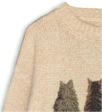 WDIRARA Women's Cat Graphic Sweater Long Sleeve Crew Neck Knit Tops Casual Knitwear