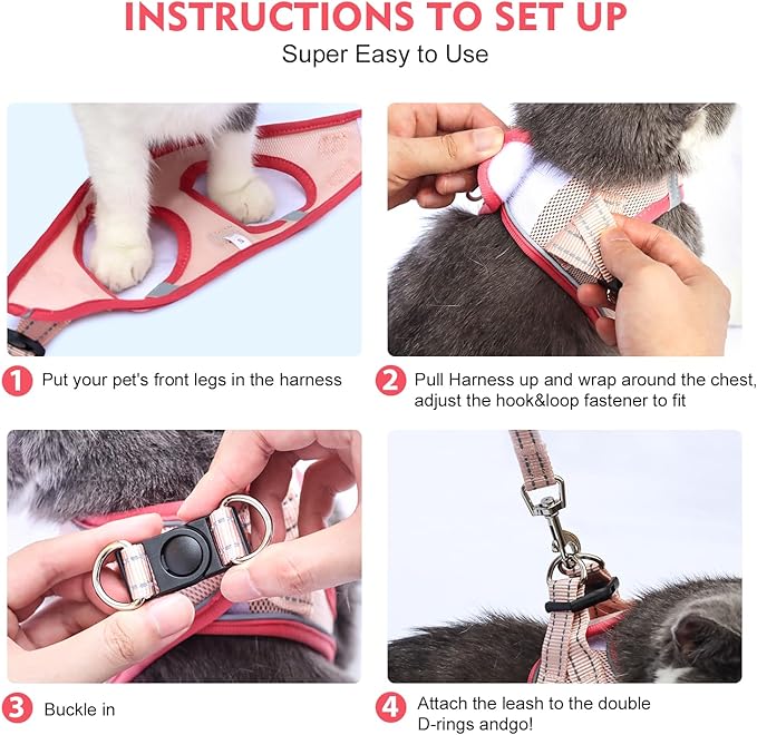 Cat Harness and Leash Set, Soft and Breathable Vest with Reflective Strip, Escape Proof Kitten Harness, Easy to Wear for Cats Walking and Traveling (Light Green, XS)
