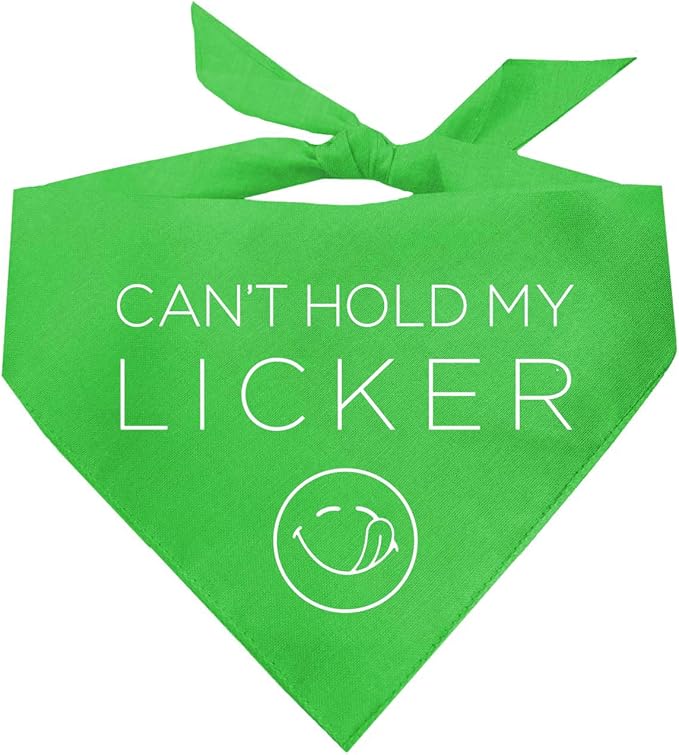 Can’t Hold My Licker Funny Drooler Dog Bandana (Lime Green, XS 1118)