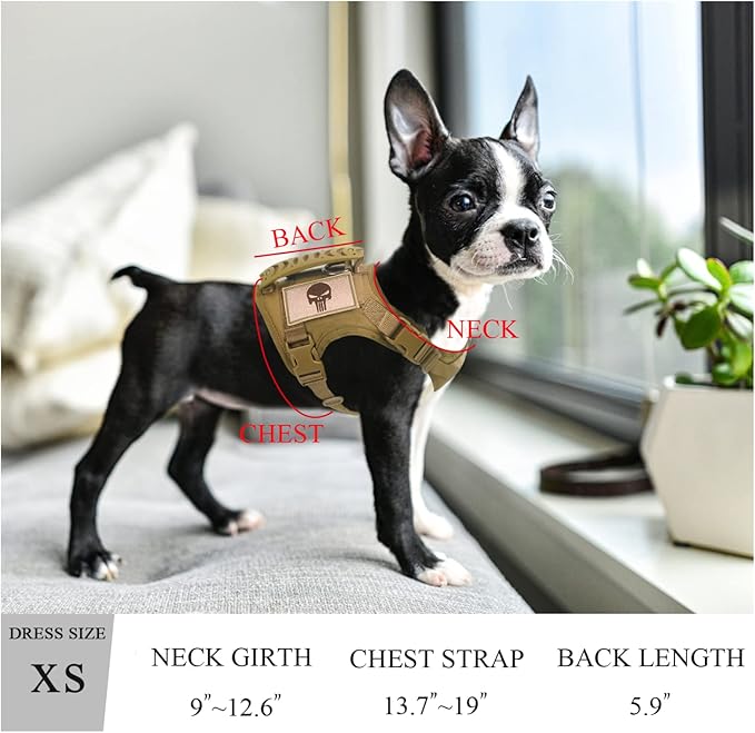 Tactical Dog Training Harness Outdoor Working Vest Adjustable XSmall Military MOLLE Dog Vest Harness with Rubber Handle