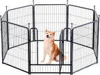 Dog Playpen,Portable Outdoor Dog Fence, Dog Playpen for Large/Medium/Small Dogs, Dog Fences for The Yard,with Doors Foldable Metal (32 inch, 08 Panels)