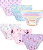 Girls and Toddlers 100% Cotton Underwear Tagless Soft Panties Size 2-3T,4-5T,6,8,10,12 (6-Pack)