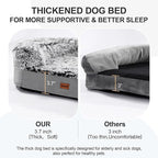 3.7 inch Thickened Orthopedic Dog Beds for Extra Large Dogs, Supportive Dog Sofa Bed with 28D Egg-Crate Foam, Removable Washable Cover, Waterproof Lining, Half-Round Design for Puppy,Senior,Sick