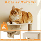 Cat Wall Shelves, Wooden Multi-Level Cat Climbing Furniture, House, Steps, Sisal Scratcher, Perches Bed & Ball, Space-Saving Wall Mounted Cats Shelves for Play & Rest