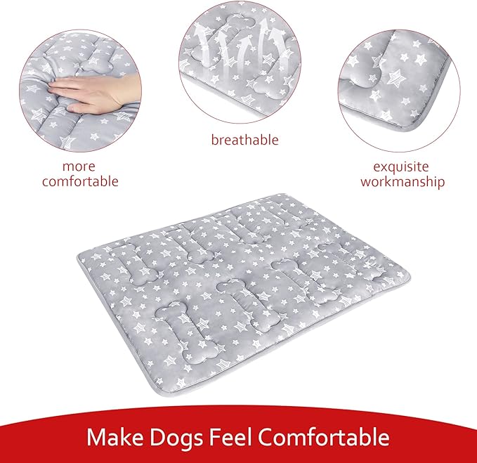 Dog Crate Mat (42" X 28"), Soft Dog Bed Mat with Cute Prints, Personalized Crate Pad, Anti-Slip Bottom, Machine Washable Kennel Pad
