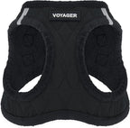 Best Pet Supplies - All Weather Plush, Reflective, No Pull Harness for Small, Medium Dogs, Cats - Secure with Hook & Loop Fastener, Buckle, Double D-Rings - Black Plush, XL