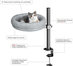Cat Bed - with 360 Rotation & Adjustable Height - Soft & Comfortable - Indoor Cats Up to 40 lbs (Grey)