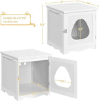 Yaheetech Cat Litter Box Enclosure, Litter Box Furniture Hidden with Towel Bar, Wooden Pet Washroom, Dog Proof Cat Litter Box Cabinet, Indoor Cat House, Side End Table, White