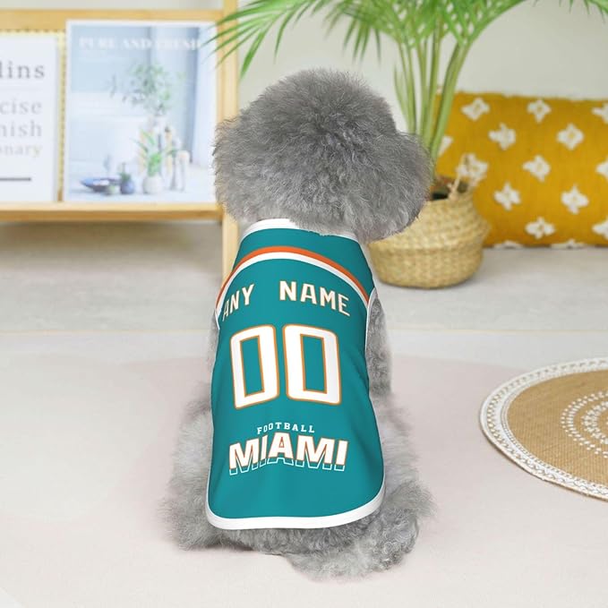 Miami Custom Pet Jersey Dog Clothes Jersey Various Sizes Customized Any Name & Number for Small & Middle and Big Dogs