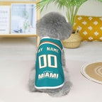 Miami Custom Pet Jersey Dog Clothes Jersey Various Sizes Customized Any Name & Number for Small & Middle and Big Dogs