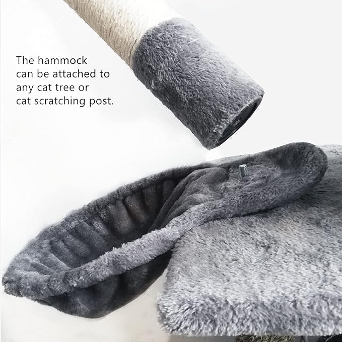 SHENGOCASE 14.6" Light Grey Nest Basket Lounger Hammock Bed for Cat Tree Tower Replacement, 5-Pack Hanging Toys, Cat Tree Accessories Hammock Attachment