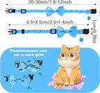 2 Pack Kitten Collar with Bell Breakaway Cat Collars with Removable Bow Tie Safety Buckle Kitten Collars 7.8-12 Inch Adjustable Pet Collar for Boy Cats (Blue)