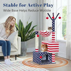 American Flag Cat Tree for Kittens & Senior Cats, 45” Stable Cat Tower Corner Fit, Patriotic Star & Stripes Cat House for Small Spaces with 2 Condos, Hammock & Reinforced Scratching Posts