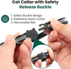 Cat Collar with AirTag Holders, 3-Pack, Reflective Breakaway Safety Collars, Bells and Matching Charms, Adjustable, Paw Hearts, Moon Stars Design, Lucky Charm, Black