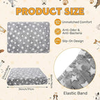 Youyole Large Washable Rectangle Dog Bed Cover Replacement Waterproof 36 x 23 x 6 in Bed Cover for Dog Cat Gray Soft Plush Velvet Pet Beds Protector Sheet with Lovely Star Print for Puppy Pet Couch