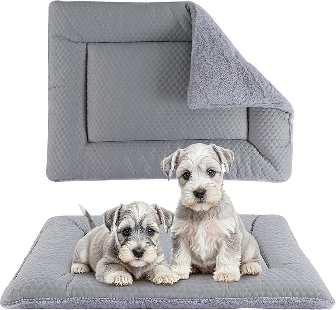 Dog Bed Mat, Crate Pad Reversible,Soft Kennel Pad, Washable Dog Crate Mat (Cool and Warm),Pet Sleeping Mattress for Small Medium Dogs XB009 (36''x23'',Grey)
