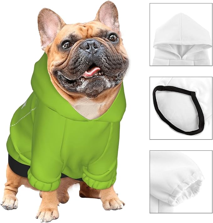 Dog Clothes, Custom Dog Hooded Sweatshirt, Personalized Pet Costume Robe Shirt with Text/Image/Club Name/Pet Shop Logo for Small Medium Large Dogs and Cats, GrassGreen, XL