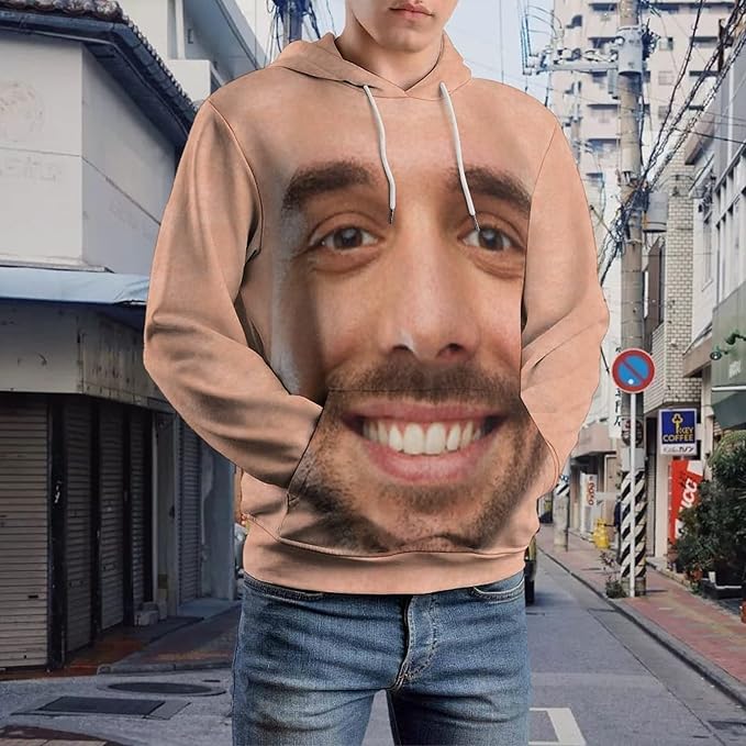 Artsadd Custom Face Unisex athletic Pockets Sweatshirt Loose Hoodie Custom Christmas Long Sleeve Sweatshirt Hooded Pullover