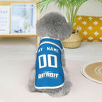 Detroit Custom Pet Jersey Dog Clothes Jersey Various Sizes Customized Any Name & Number for Small & Middle and Big Dogs
