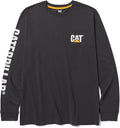 Caterpillar Trademark Banner Long Sleeve Tee Shirts for Men with Center Back Neck Wire Management Loop and Cat Workwear Logo