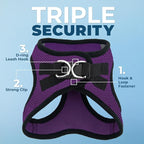 Best Pet Supplies Voyager Step-in Air Harness - All Weather Mesh, Reflective, No Pull Harness for Dogs, Cats - Secure with Hook & Loop Fastener, Buckle, Double D-Rings - Purple/Black Trim, M