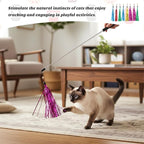 8 Pcs Cat Wand Toy Replacement with Bell Metallic Foil Tassel, 9 Inches Interactive Wand Toys for Indoor Cats for Most Cats Chase Exercise with Kitten (Multi Colored)