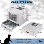 Enclosed Cat Litter Box with Lid Top Exit Covered Metal Stainless Steel Litter Box Leak Proof & Odorless Easy to Clean Including Cat Litter Scoop and Litter Mat