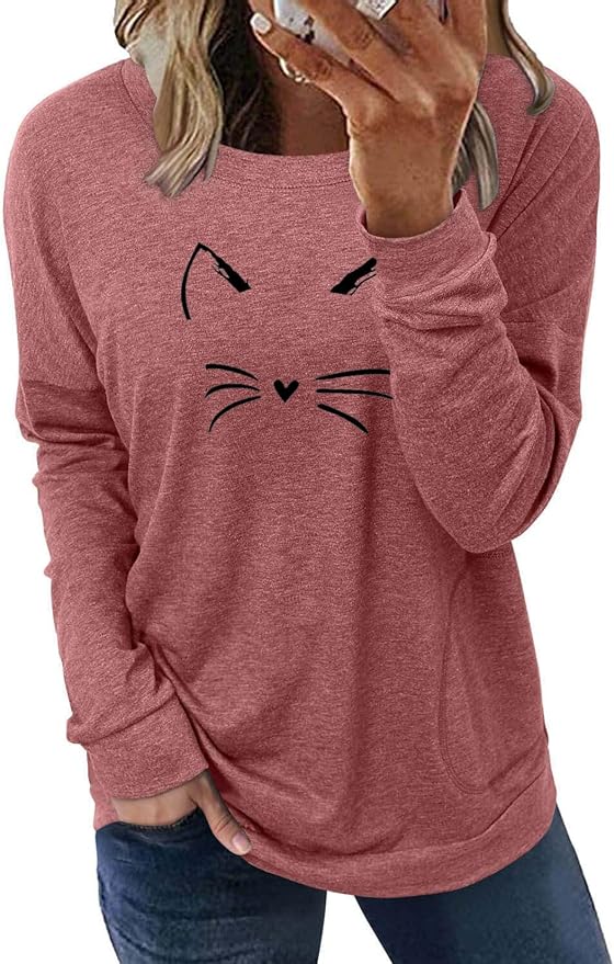 Akihoo Womens Casual Long Sleeve Tunic Tops Crew Neck Shirt Blouses